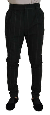 Dolce & Gabbana Black Striped Men Trousers Cotton Pants -   -  Dolce & Gabbana.
